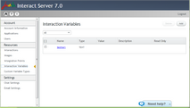 Interaction Variables Page