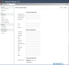 New Account Setup Page