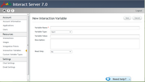 New Interaction Variable Page