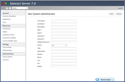 New System Administrator Page