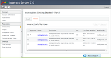 Interaction's Versions Page