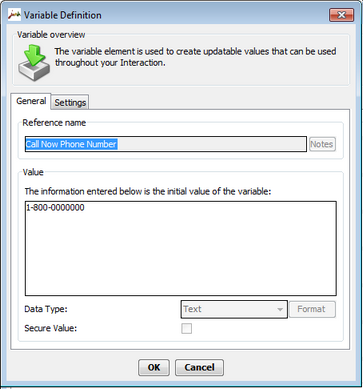 Variable Definition Dialog