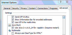 Internet Options Dialog